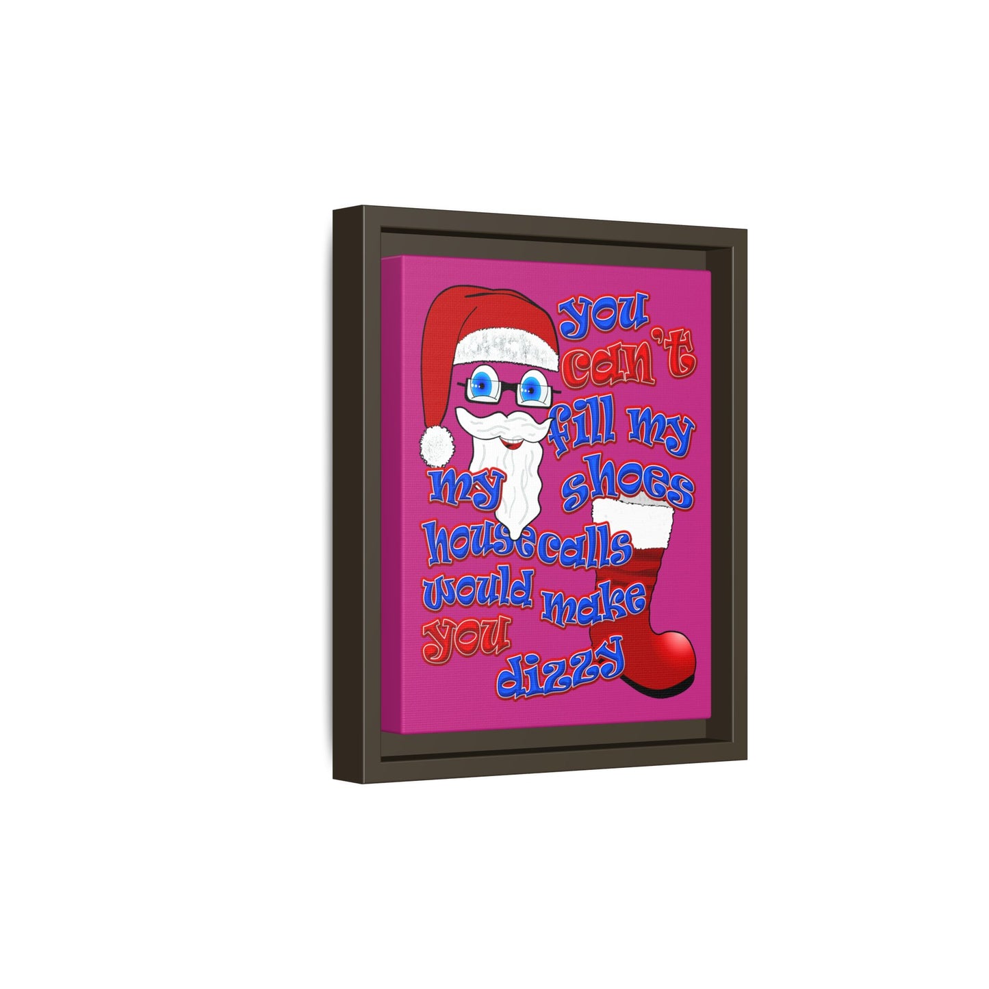 santa's shoes - framed canvas art (pink)