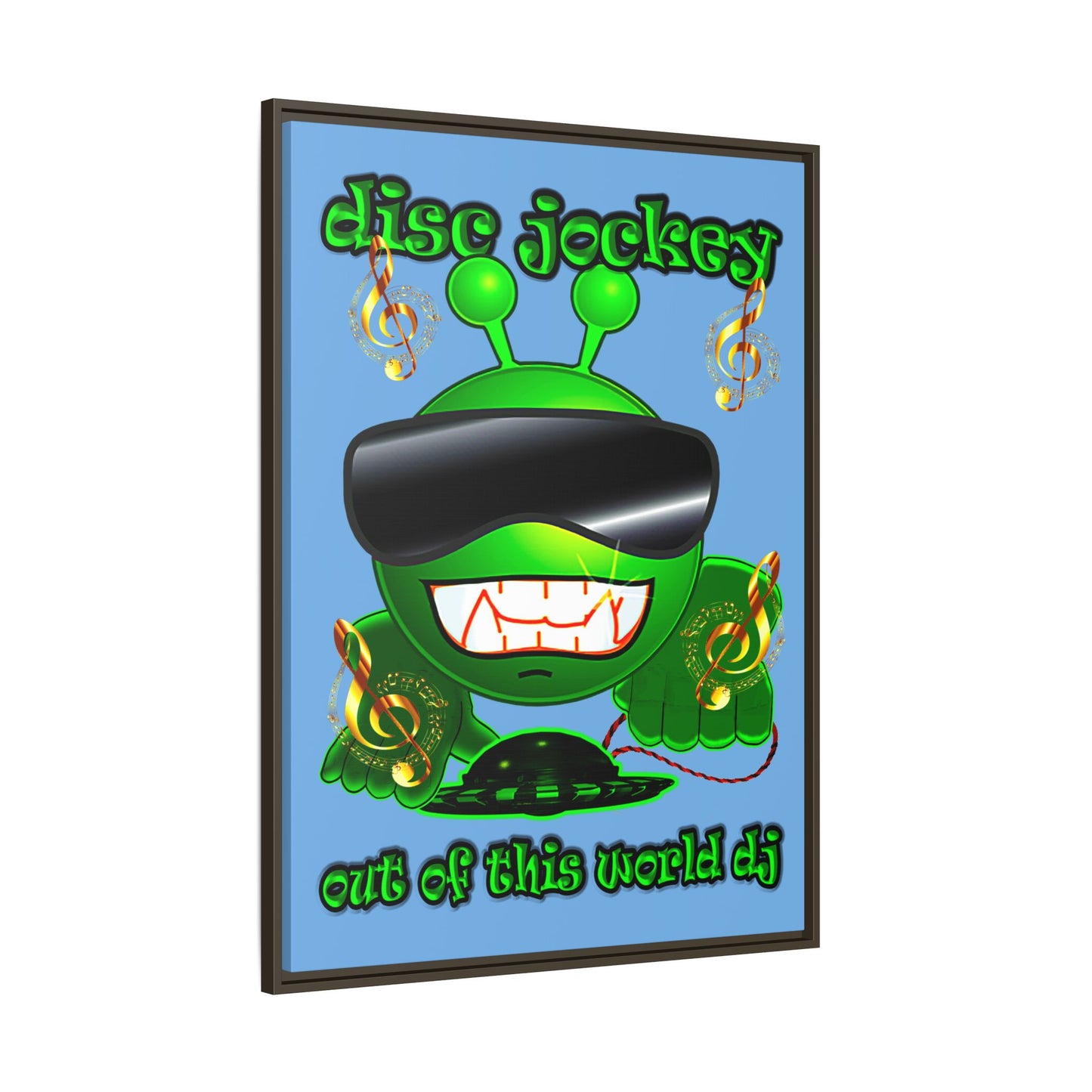 disc jockey - framed canvas art (light blue)