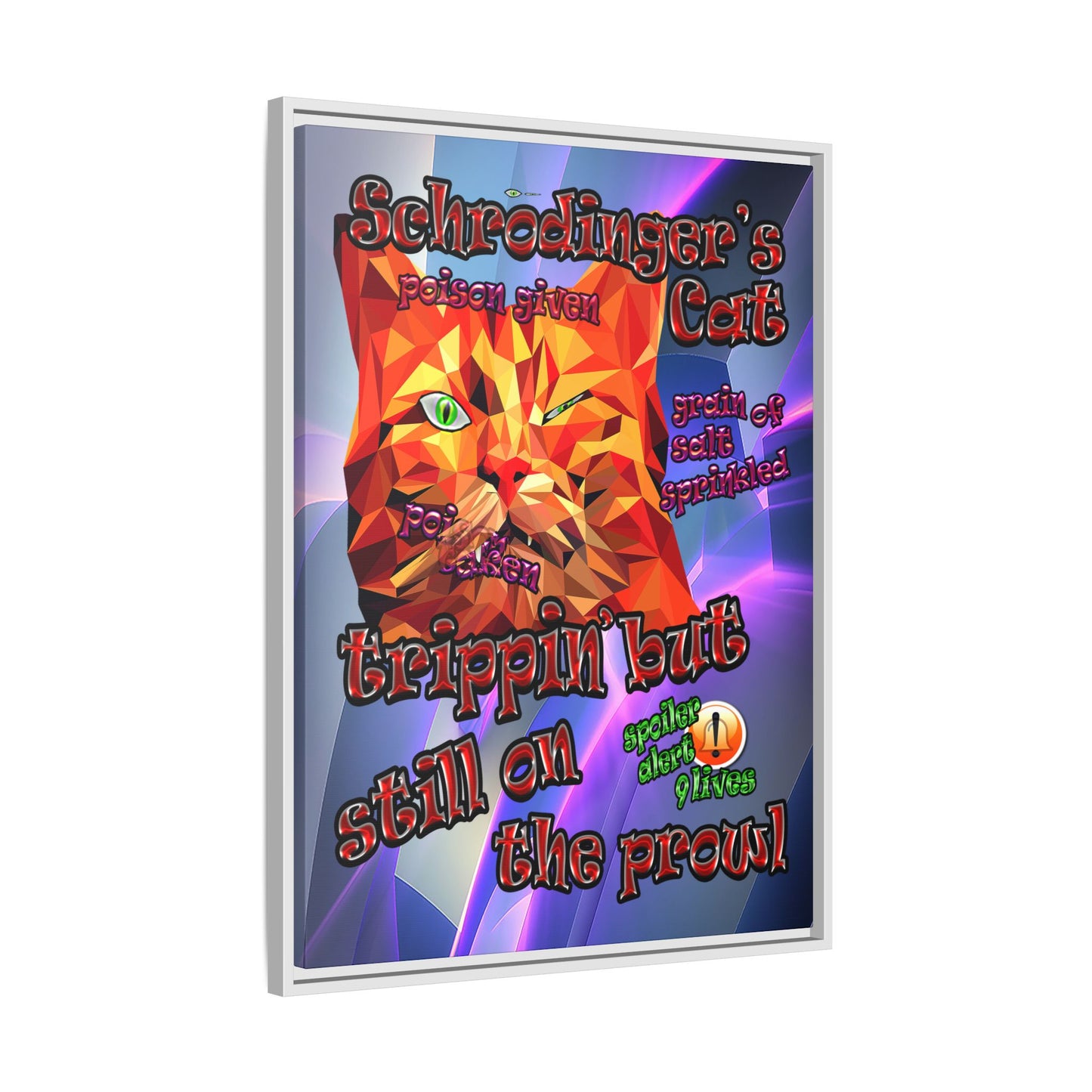 schrodinger's cat - framed canvas art (grey-pink wave)