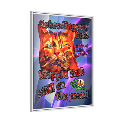 schrodinger's cat - framed canvas art (grey-pink wave)