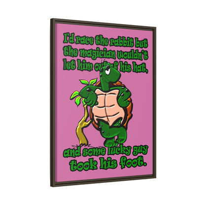 turtle race - framed canvas art (light pink)