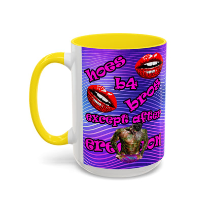 hoes b4 bros - Accent Mug (purple wave)