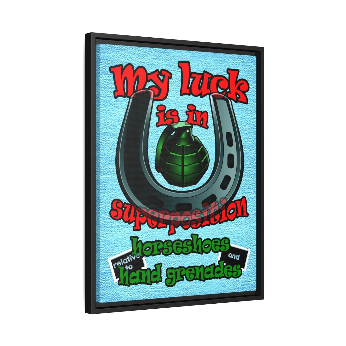 my luck - framed canvas art (faded blue)