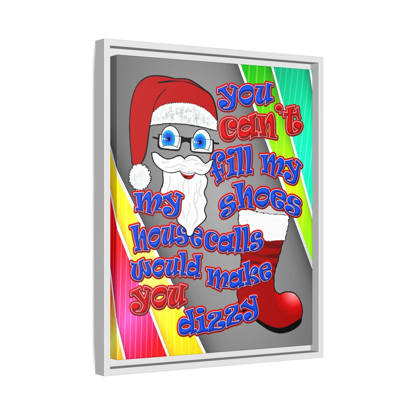santa's shoes - framed canvas art (rainbow split)