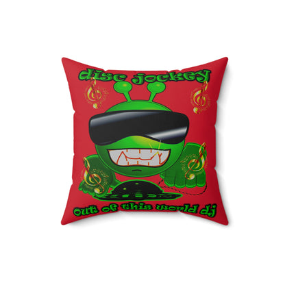 disc jockey - Spun Polyester Square Pillow - (dark red)