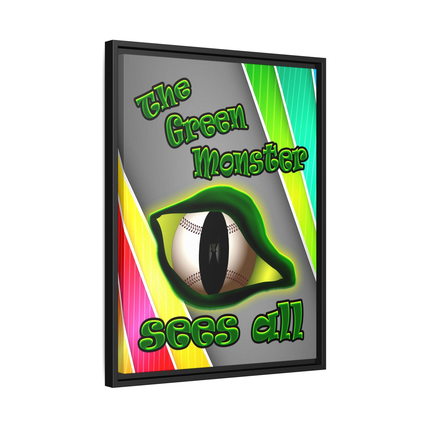 green monster - framed canvas art (rainbow split)