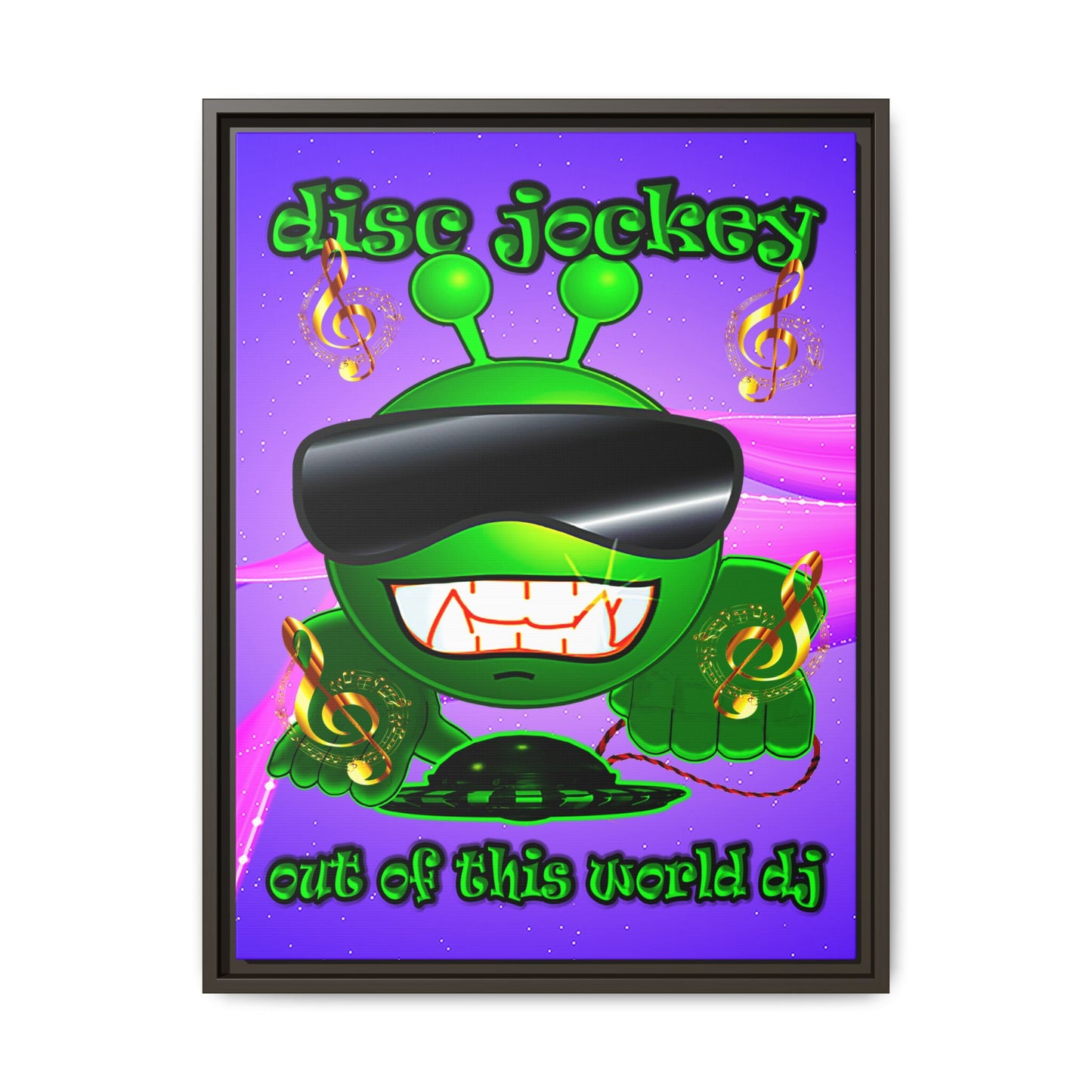 disc jockey - framed canvas art (purple-pink wave)