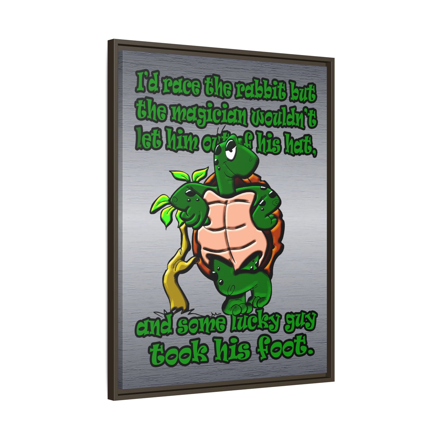 turtle race - framed canvas art (brushed nickel)