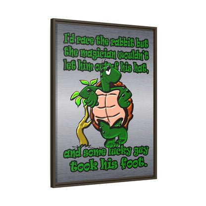 turtle race - framed canvas art (brushed nickel)