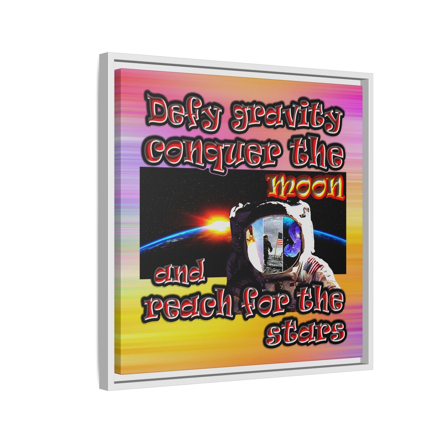 defy conquer reach - framed canvas art (color blur)