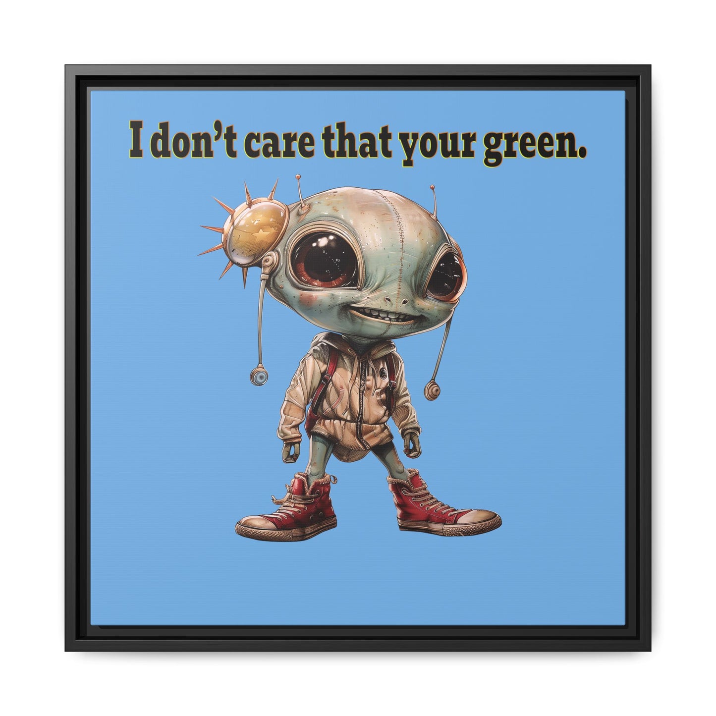 I don't care that your green - framed canvas art (light blue)