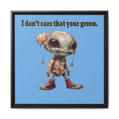 I don't care that your green - framed canvas art (light blue)