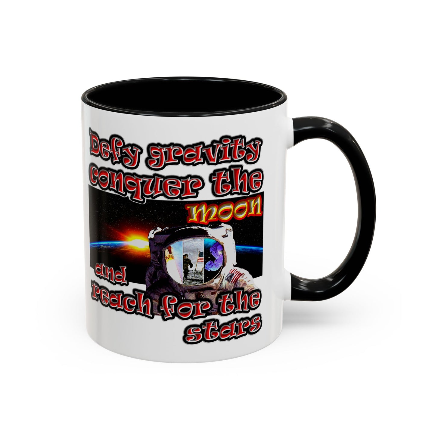 defy conquer reach - Accent Mug (white)