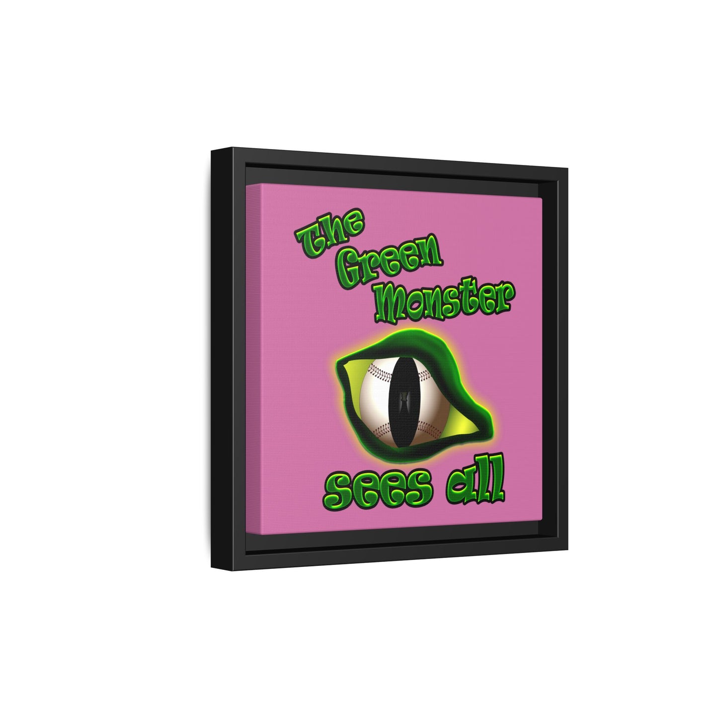 green monster - framed canvas art (light pink)