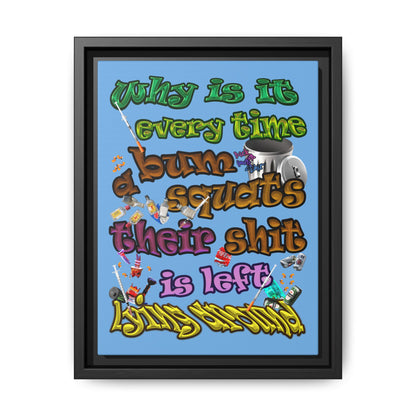 the bum's shit - framed canvas art (light blue)