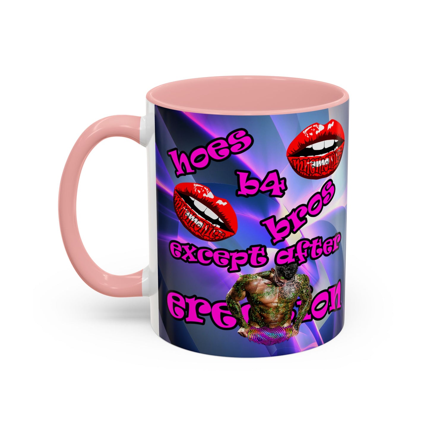 hoes b4 bros - Accent Mug (grey-pink wave)