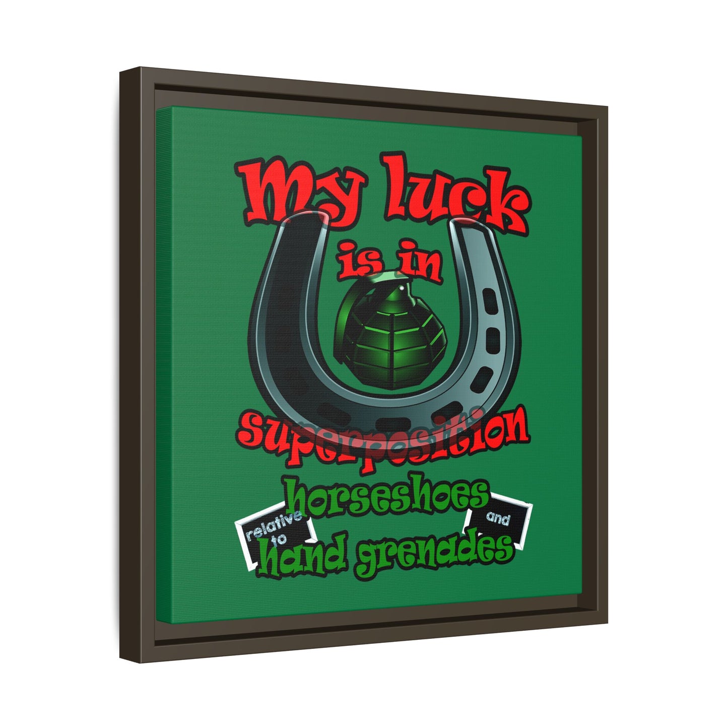 my luck - framed canvas art (dark green)