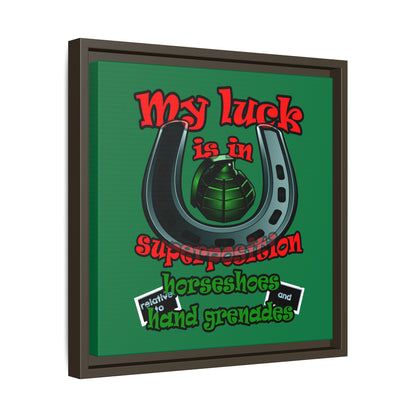my luck - framed canvas art (dark green)