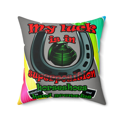 my luck - Faux Suede Square Pillow - (rainbow split)