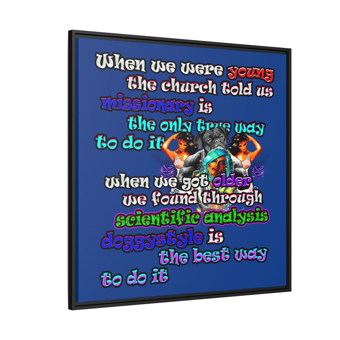 doggystyle - framed canvas art (dark blue)