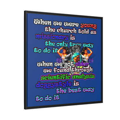 doggystyle - framed canvas art (dark blue)