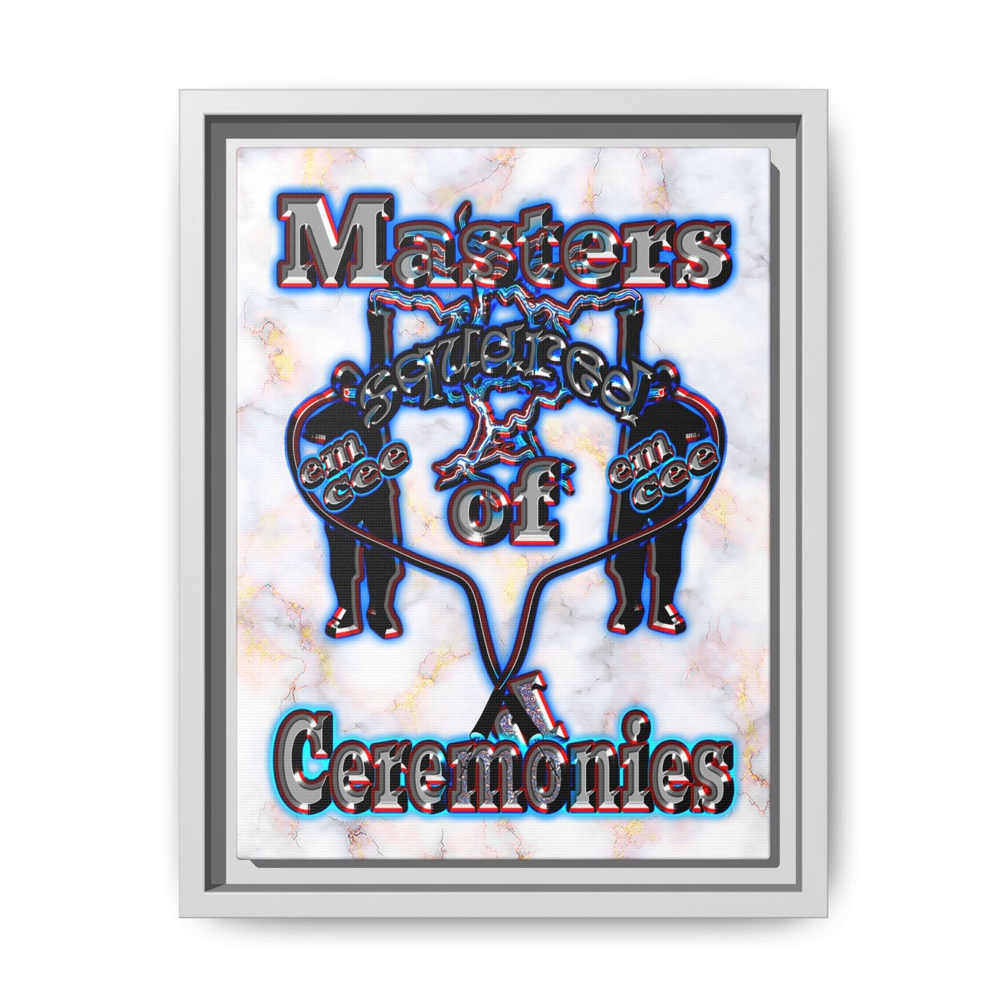 em cee squared - framed canvas art (white marble)