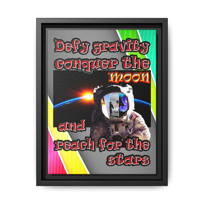 defy conquer reach - framed canvas art (rainbow split)