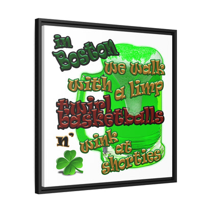 celtics logo - framed canvas art (white)
