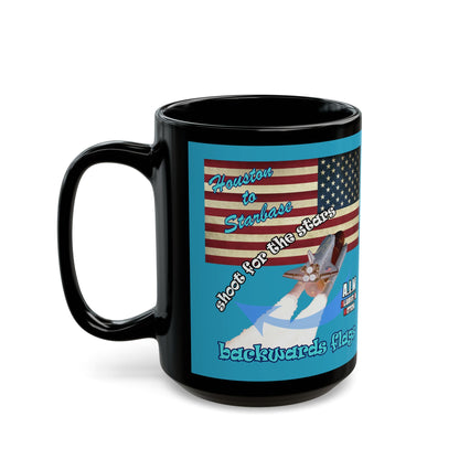 shoot for the stars - Black Mug (turquoise)