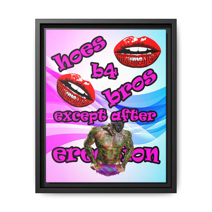 hoes b4 bros - framed canvas art (light blue-pink wave)