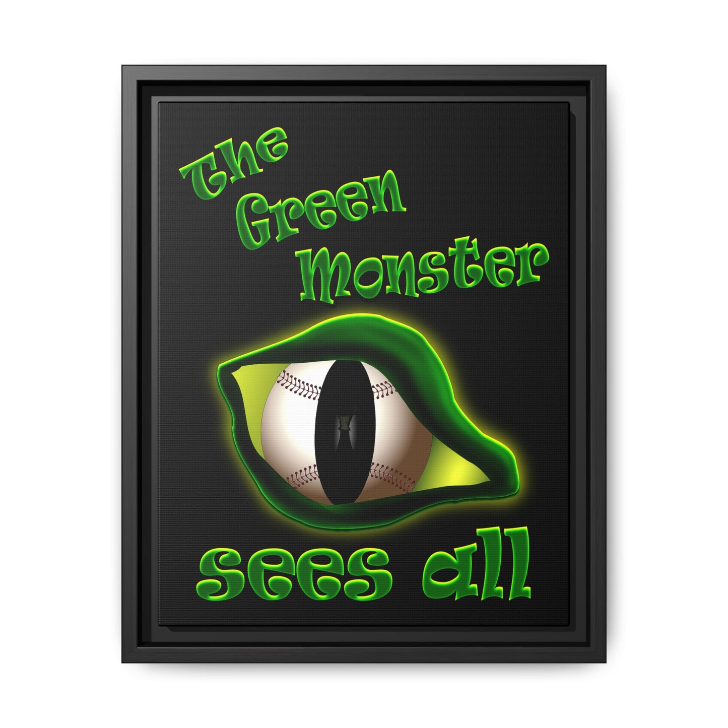 green monster - framed canvas art (black)