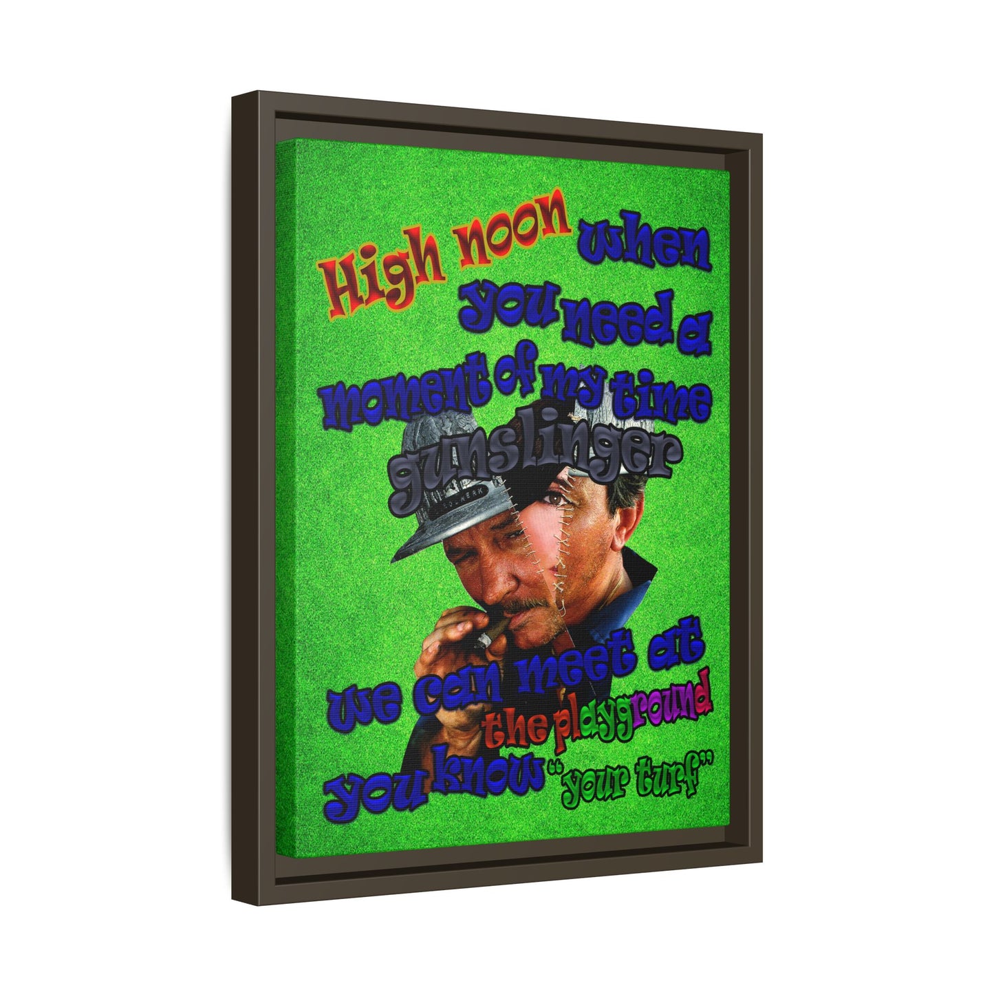 high noon - framed canvas art (green turf)
