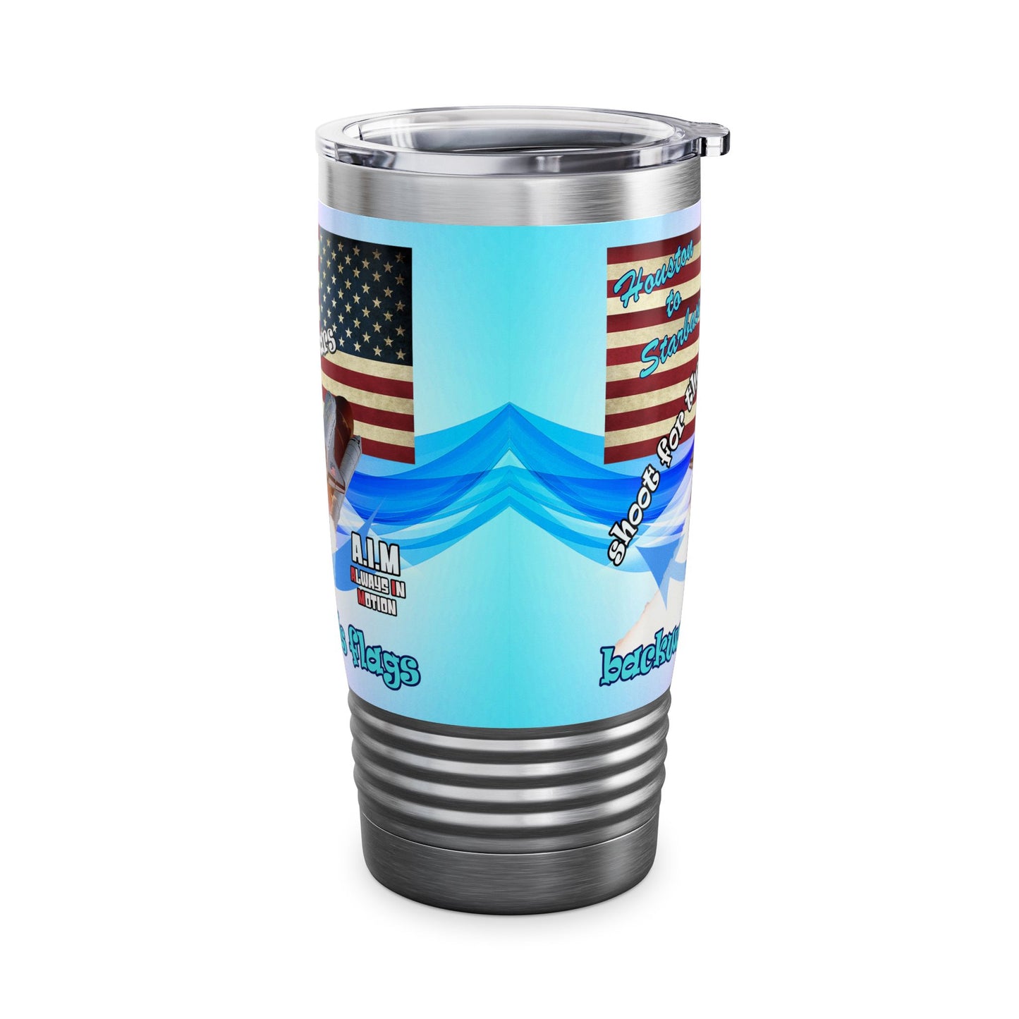 shoot for the stars - Ringneck Tumbler, 20oz (light blue-pink wave)