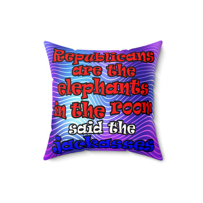 donkeys and elephants - Spun Polyester Square Pillow - (purple wave)