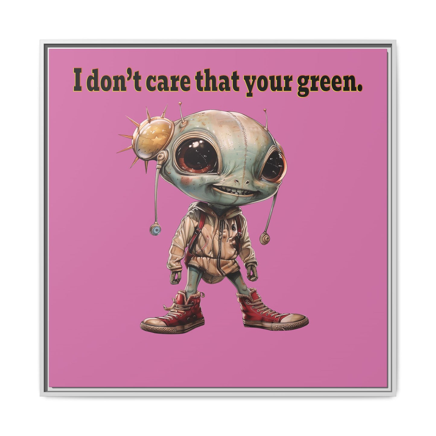 I don't care that your green - framed canvas art (light pink)