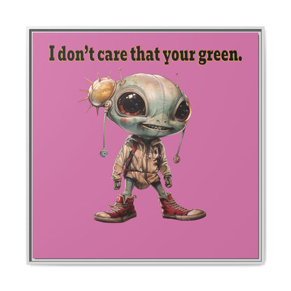 I don't care that your green - framed canvas art (light pink)