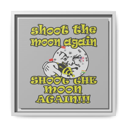 shoot the moon again - framed canvas art (light grey)