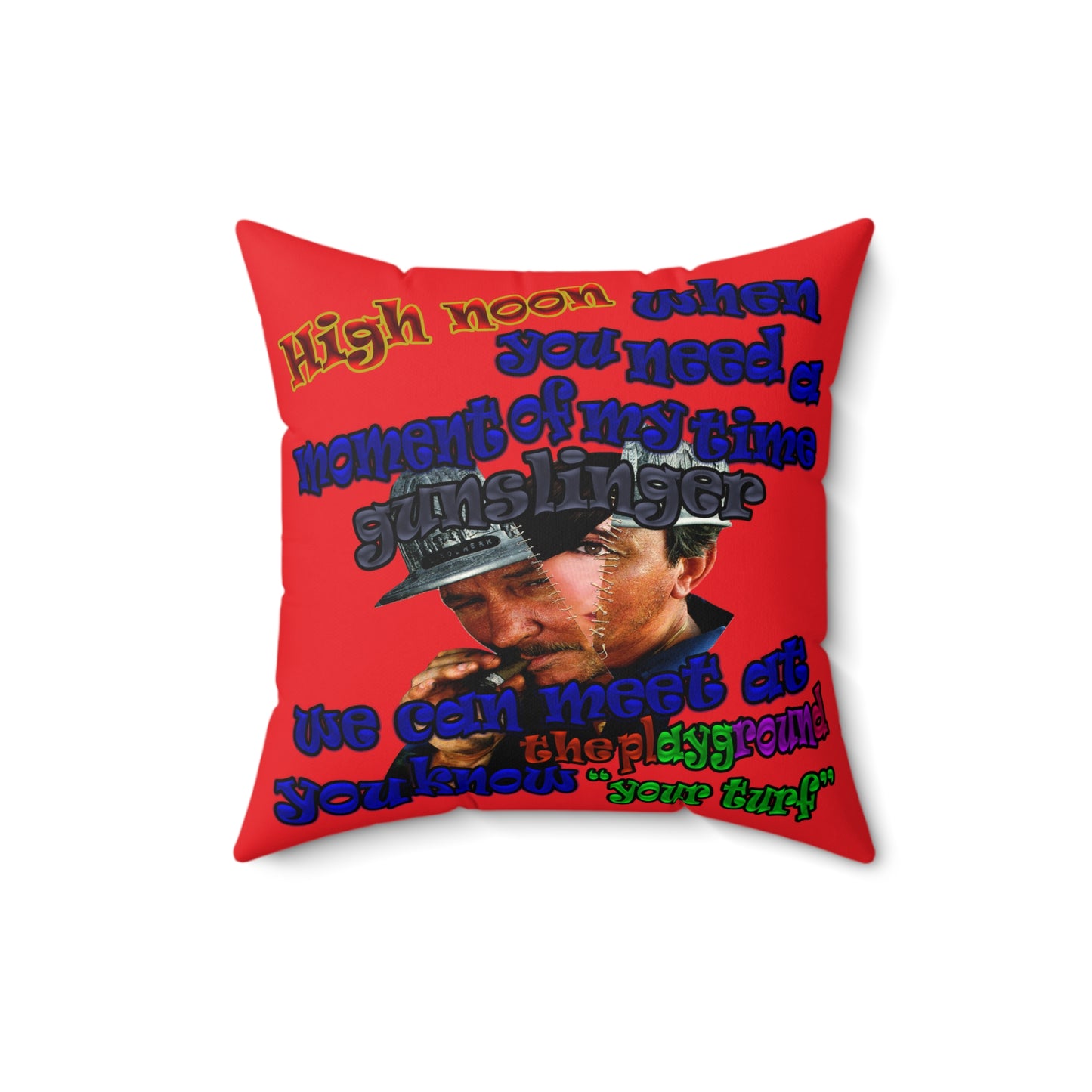 high noon - Spun Polyester Square Pillow - (red)
