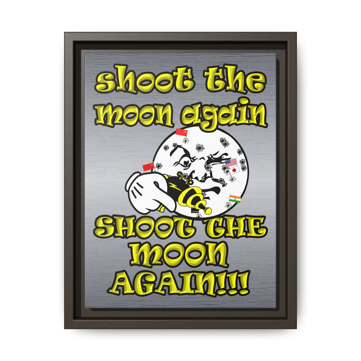 shoot the moon again - framed canvas art (brushed nickel)