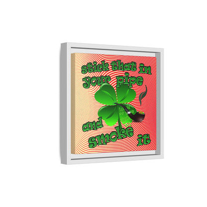 stick that in your pipe and smoke it - framed canvas art (yellow-orange wave)