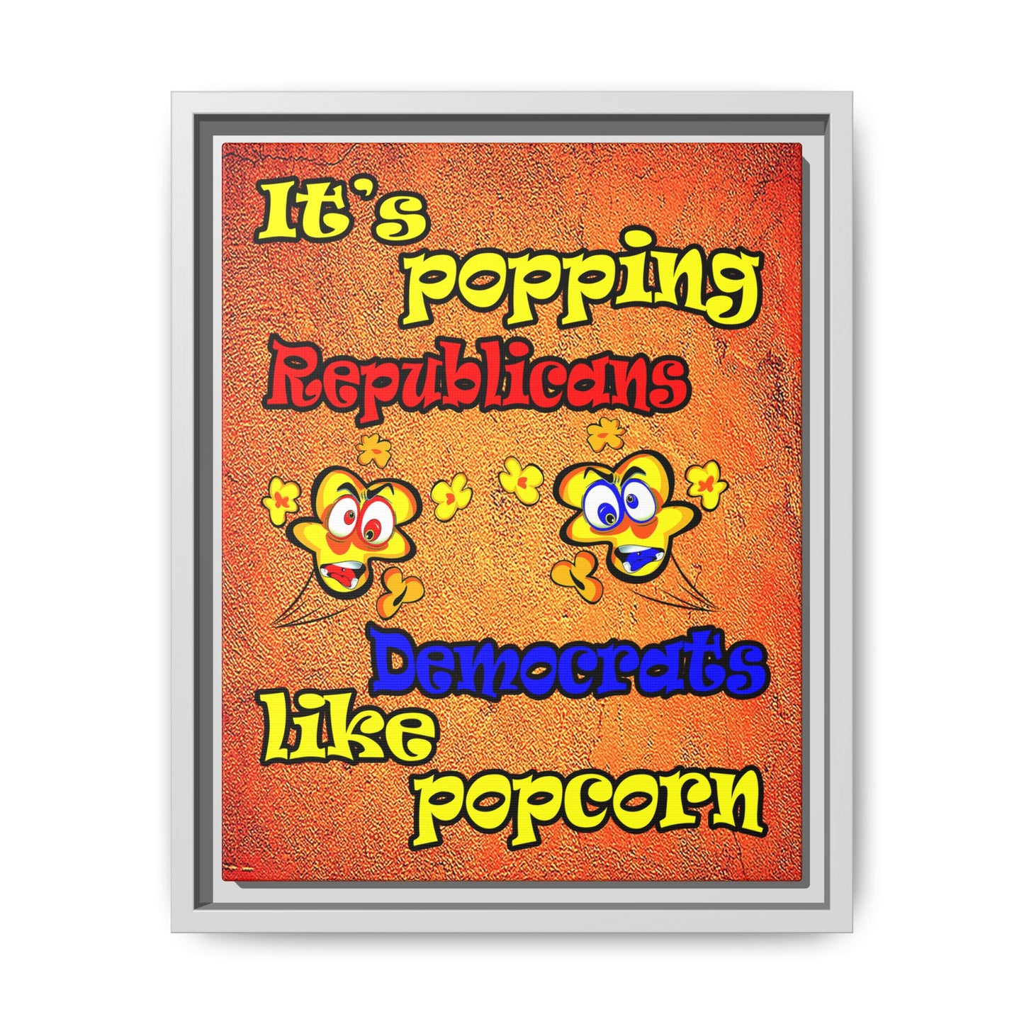 popping like popcorn - framed canvas art (burnt orange)