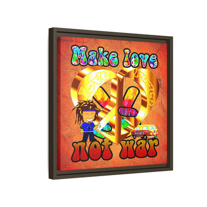 love peace - framed canvas art (burnt orange)