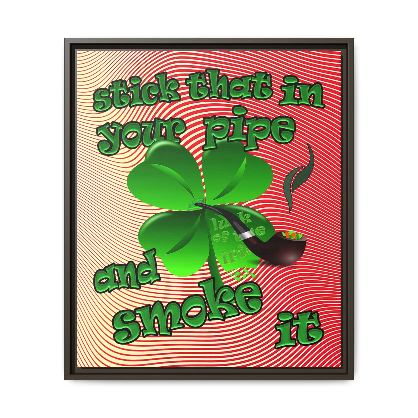 stick that in your pipe and smoke it - framed canvas art (yellow-orange wave)