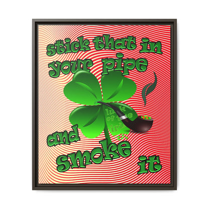 stick that in your pipe and smoke it - framed canvas art (yellow-orange wave)