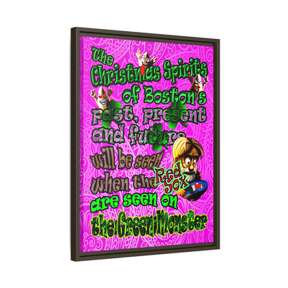 christmas spirits of boston - framed canvas art (pink swirl)