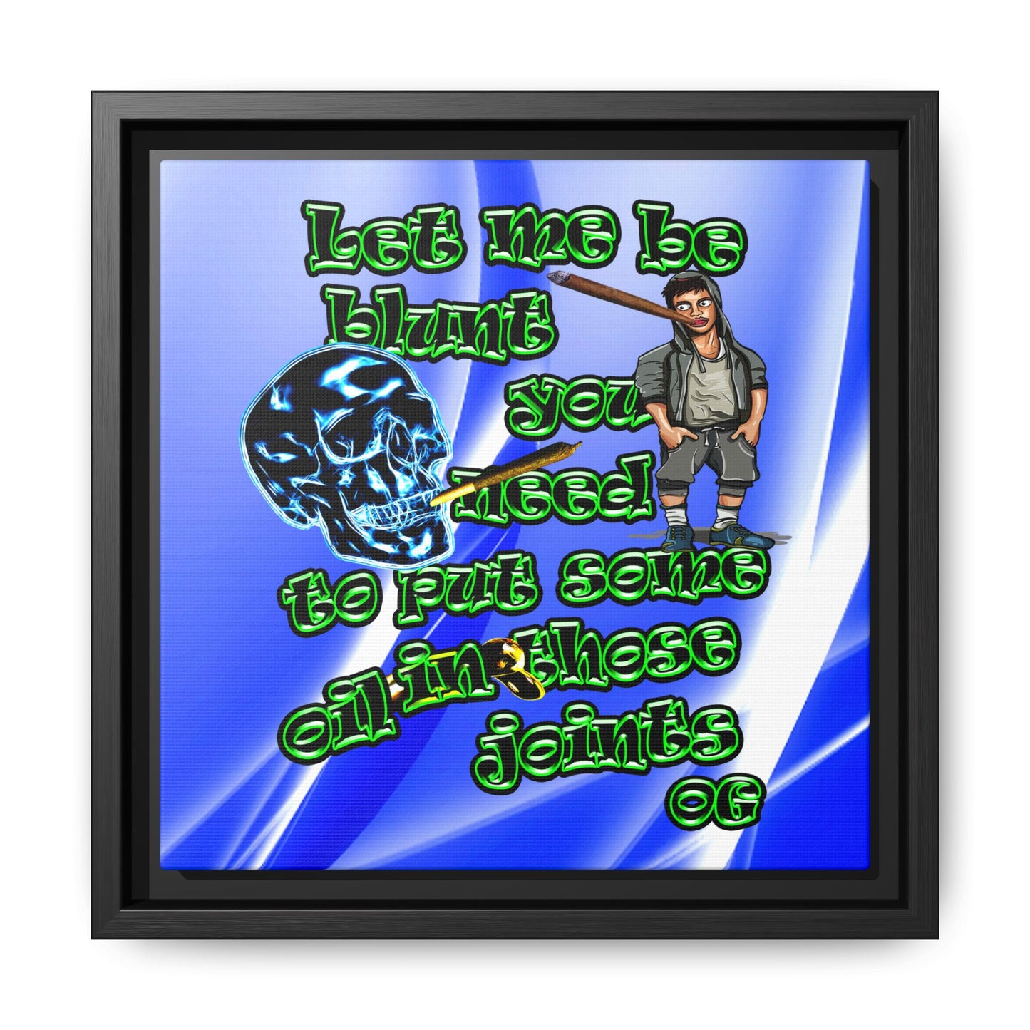og - framed canvas art (blue-white wave)
