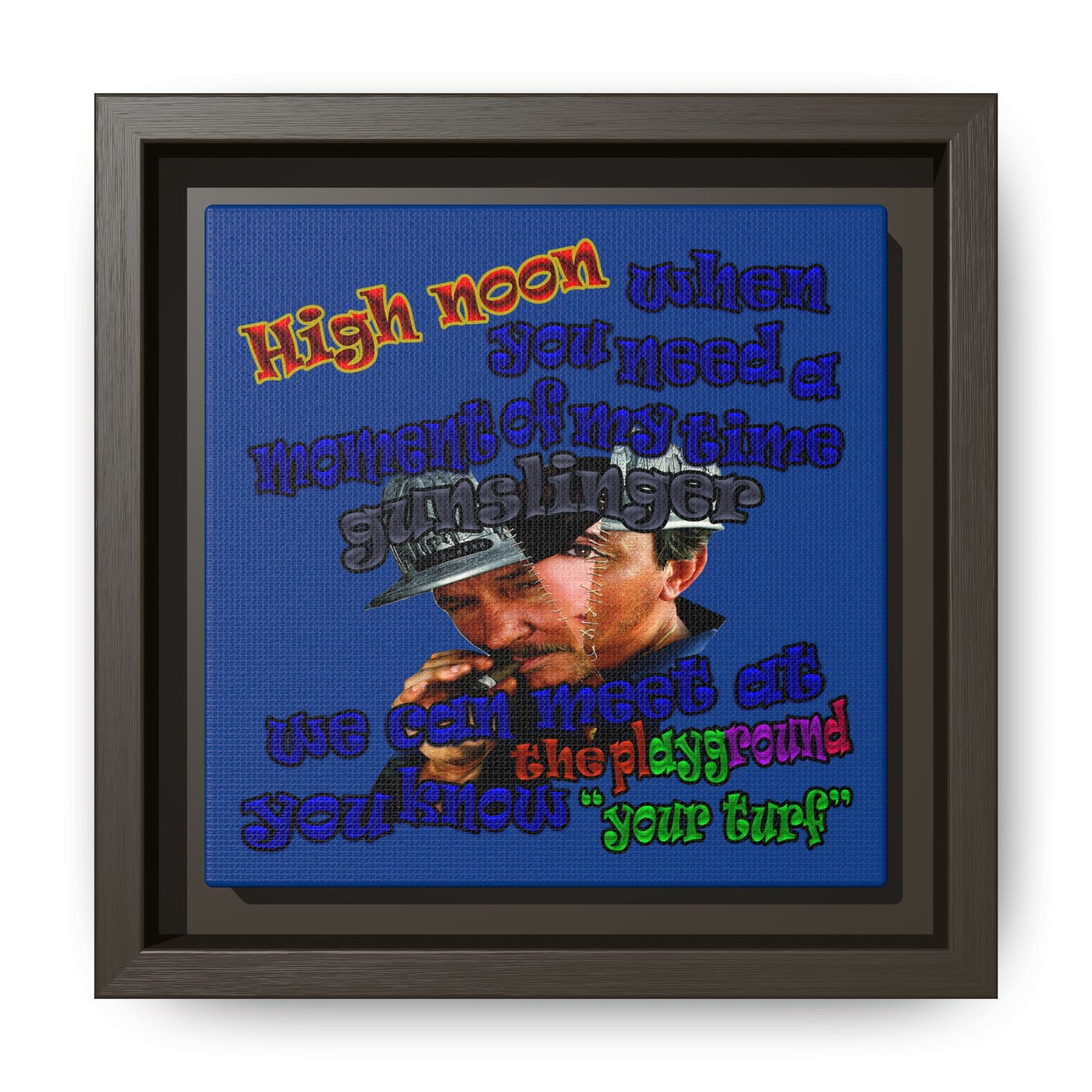 high noon - framed canvas art (dark blue)