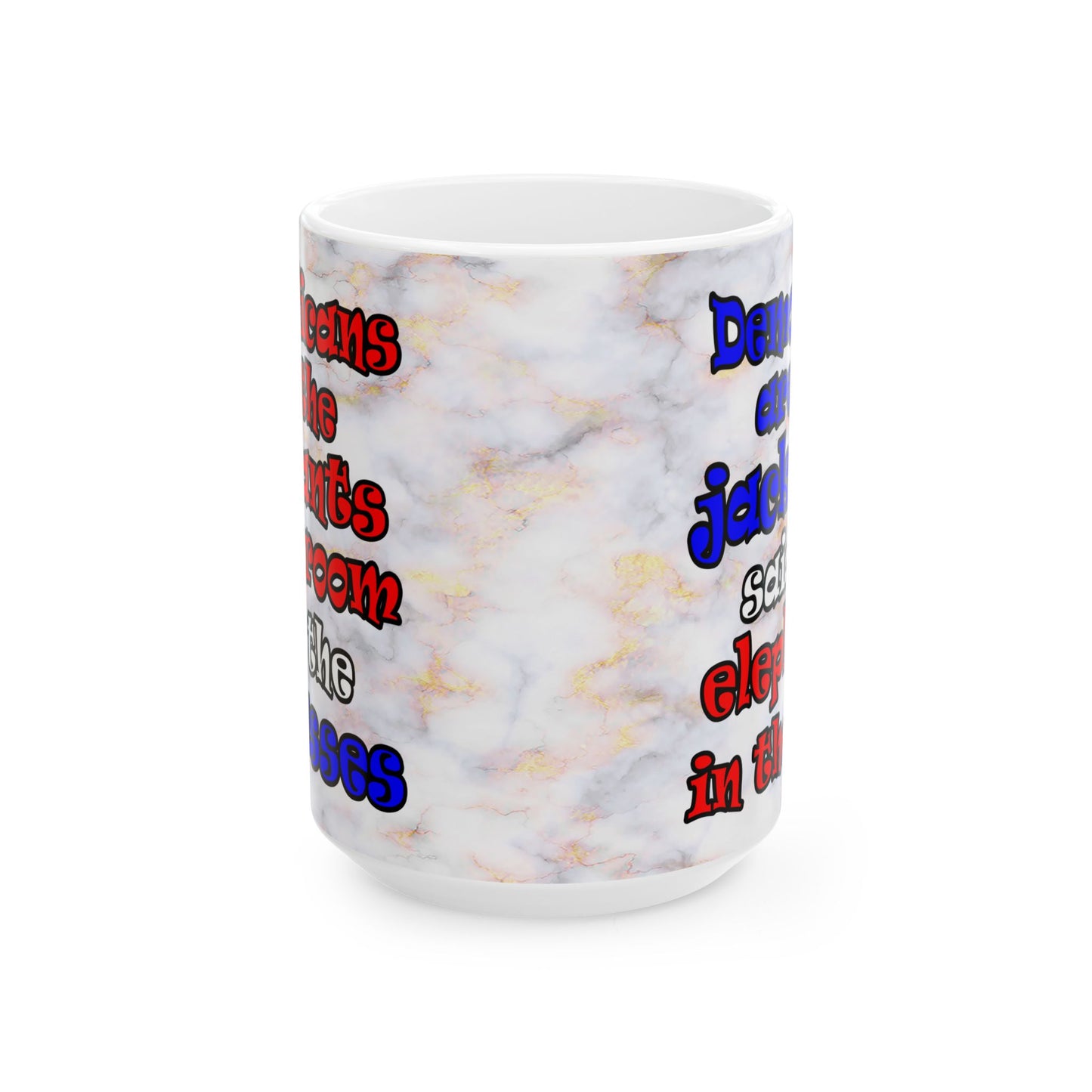 donkeys and elephants - White Mug (white marble)