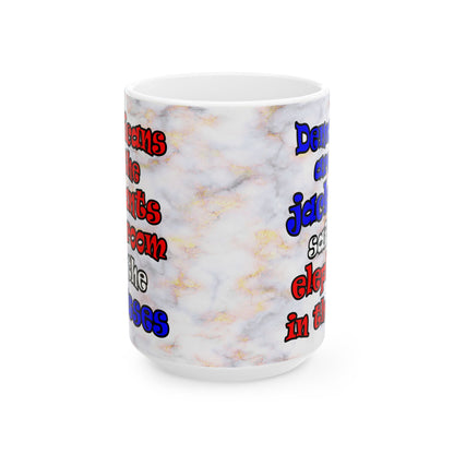 donkeys and elephants - White Mug (white marble)