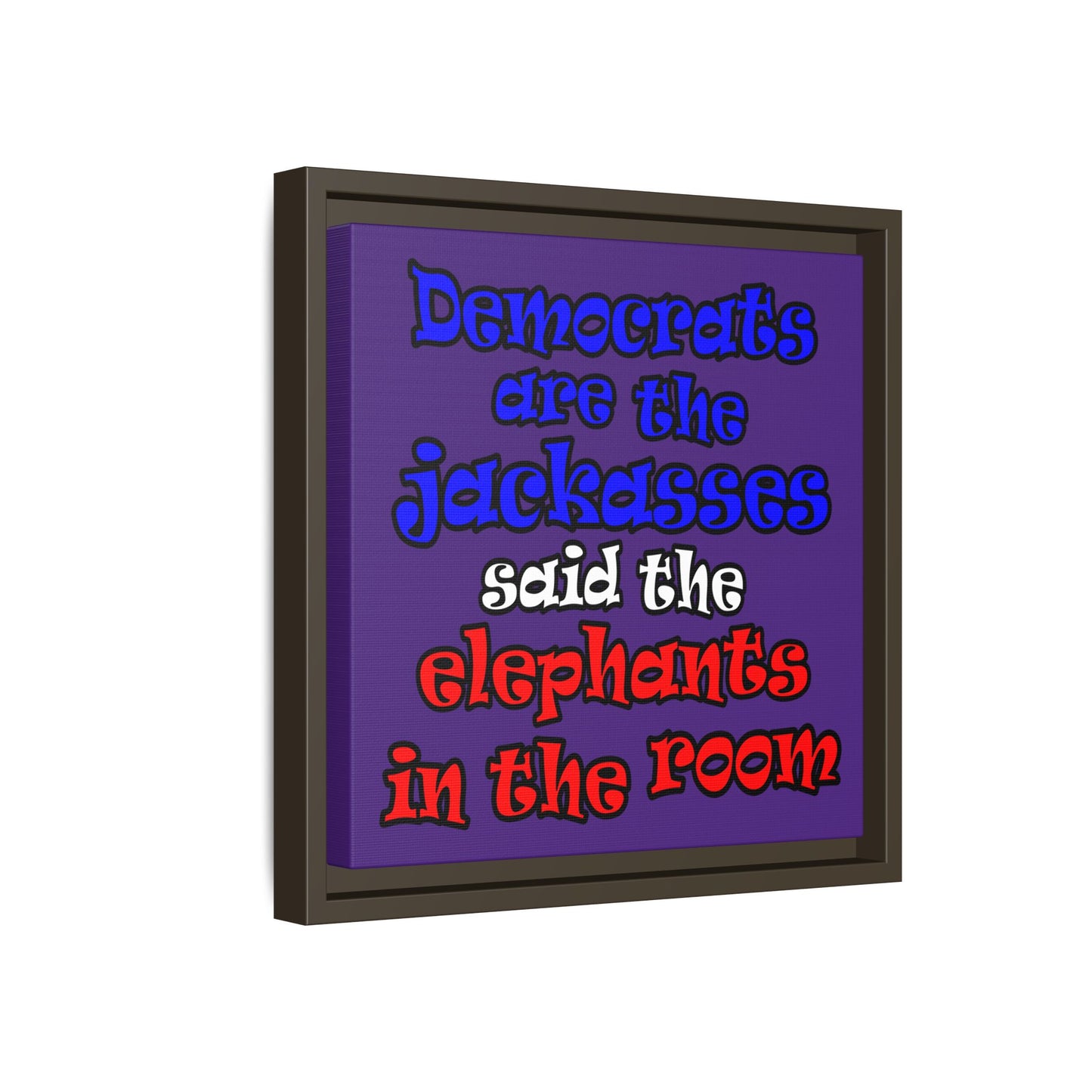 donkeys and elephants - framed canvas art (purple)